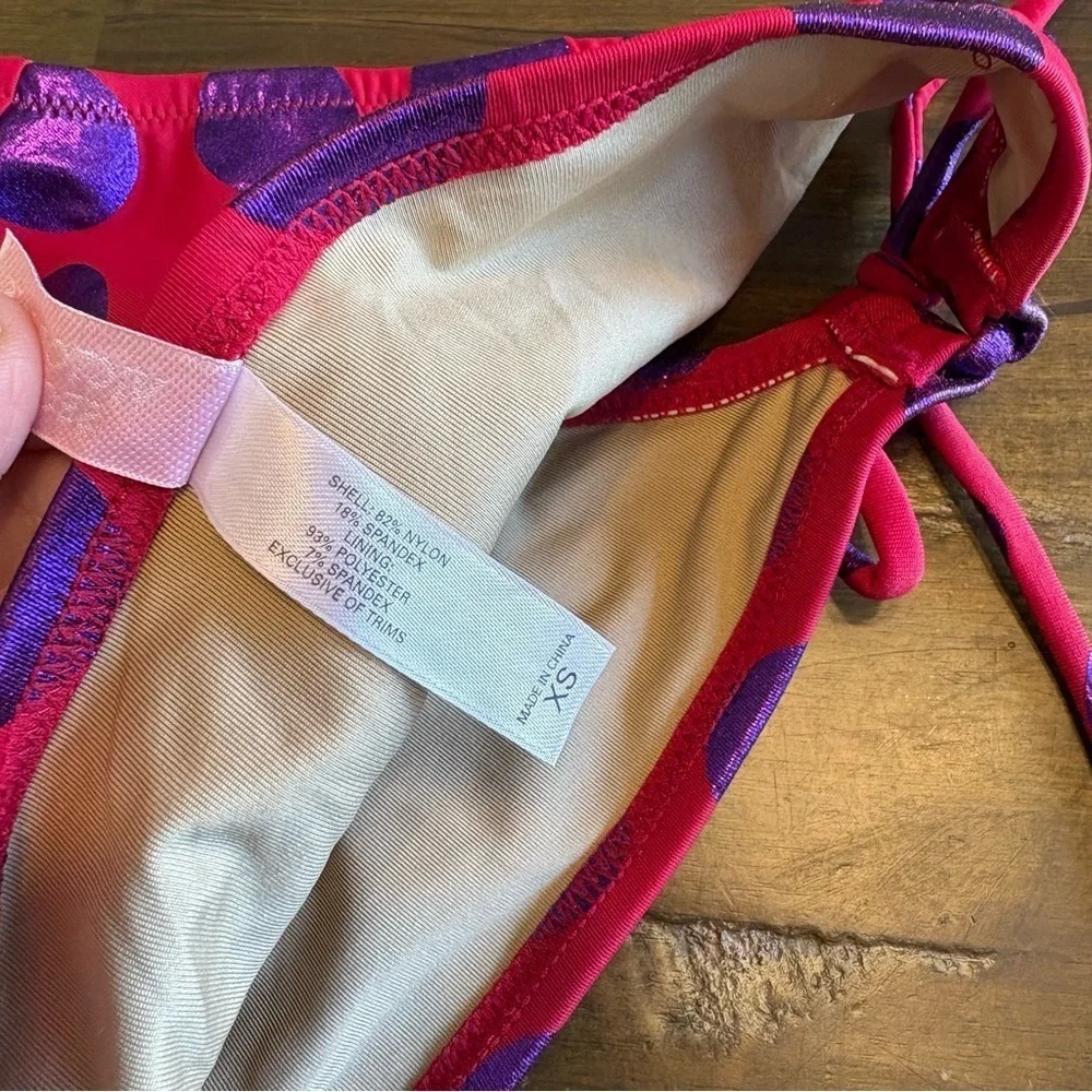 Y2K Vintage Victoria Secret Polk A Dot Bikini Bottom Foil Metallic Itty Bitty XS